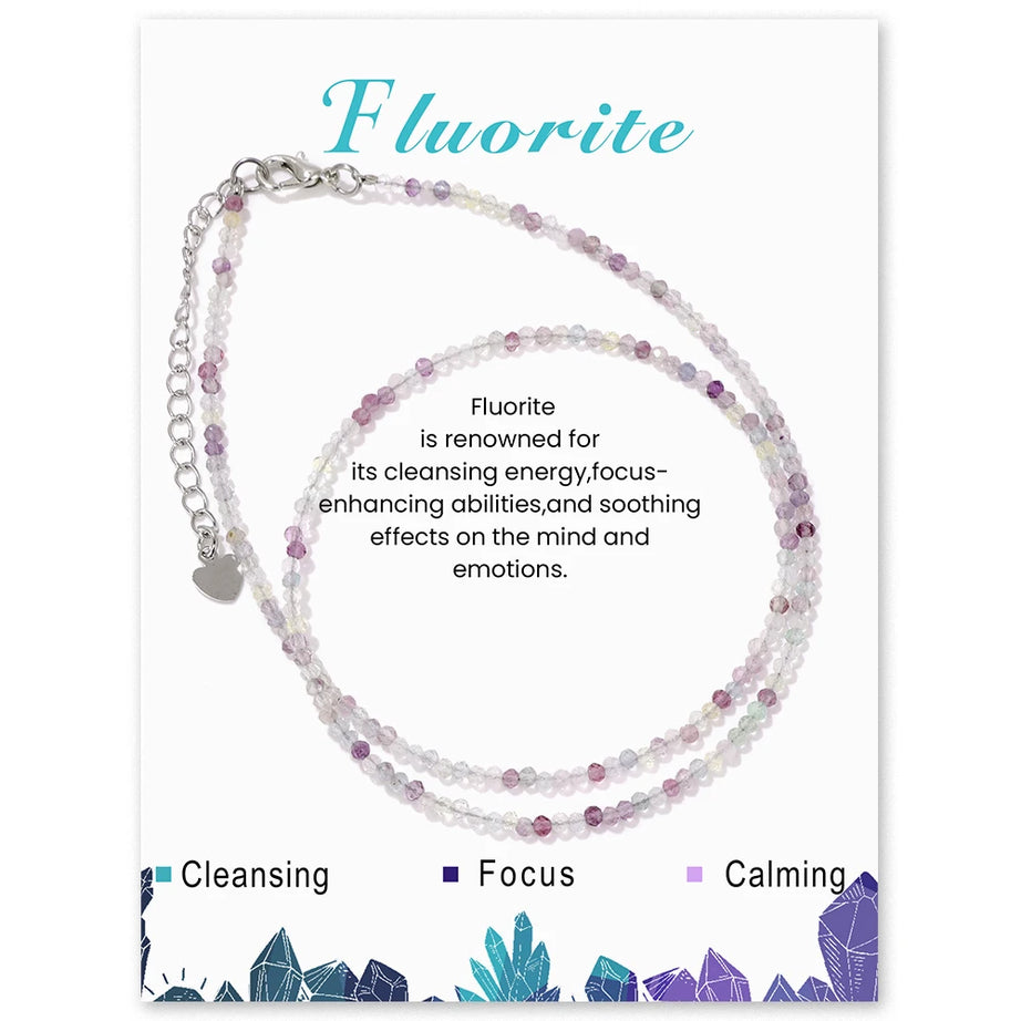 2mm Gemstone Beaded Boho Necklace