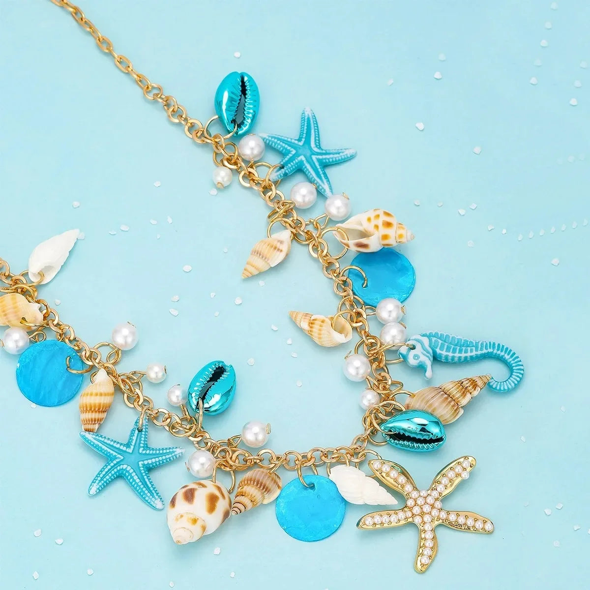 Bohemian Conch Starfish Shells Beaded Bracelets for Women Girls Boho Style Shell Beaded Beach Bangles Jewelry Gift Adjustable
