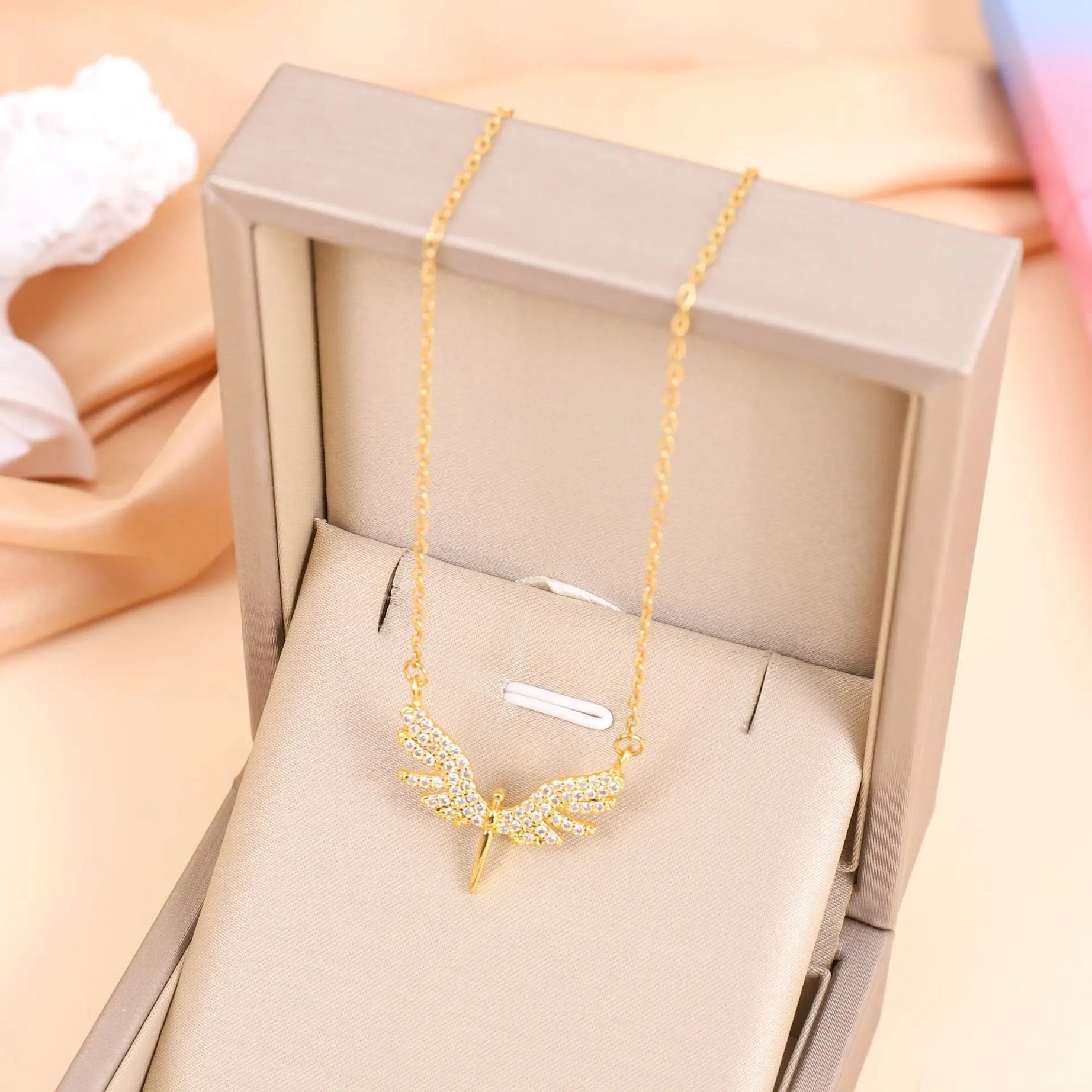 Angel Wings Pendant Boho Clavicle Chain Necklace