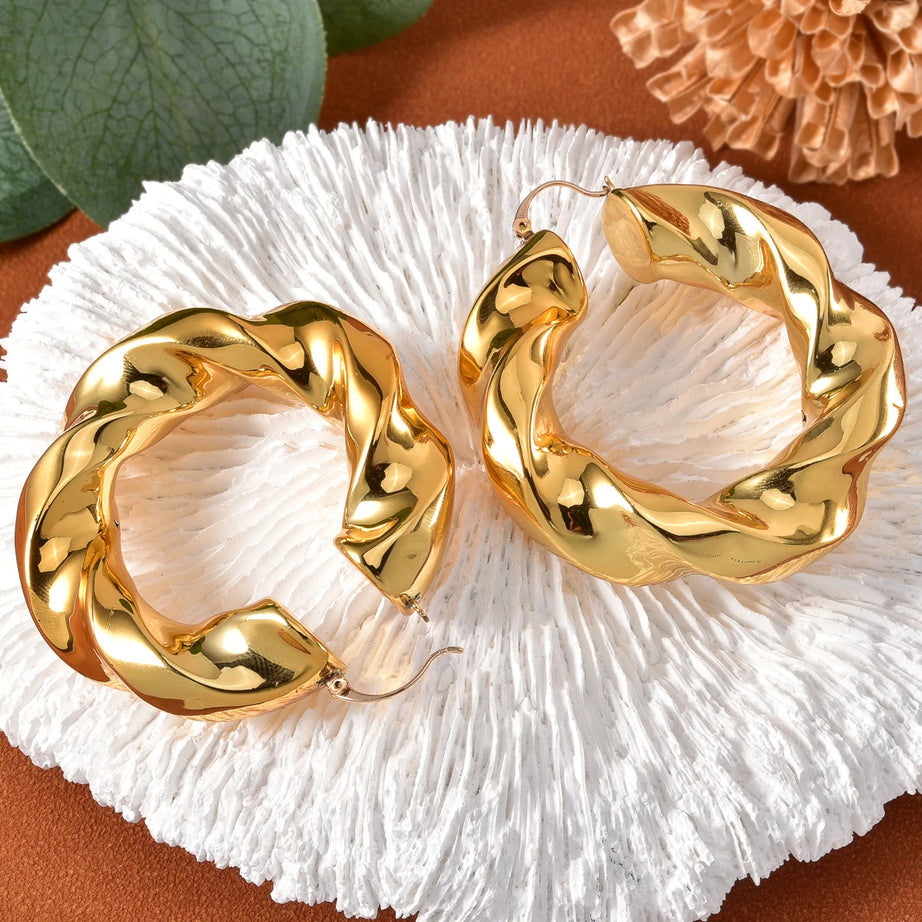 Large Gold Plated Statement Hoop Earrings Jewelry