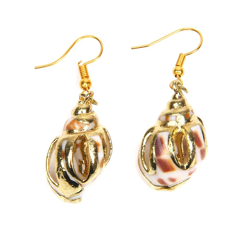 New In Natural Shell Sea Scallop Drop Earrings Boho Shell Drop Earrings for Women Femal Sea Beach Earrings Summer Jewelry Gifts