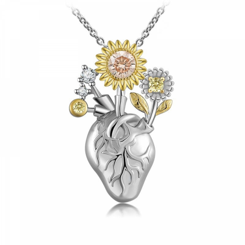 Ladies Exquisite Sunflower Cross Necklace Pendant Adjustable Exquisite Cross Pendant Jewelry Birthday Gift for Mom Girl Wife - Charlie Dolly