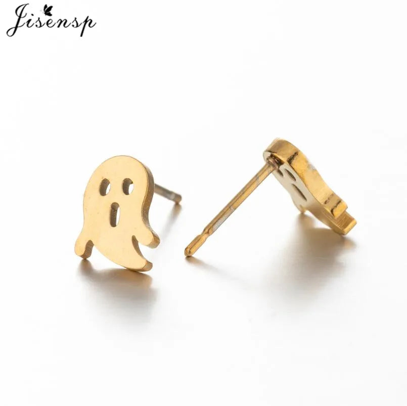 Punk Ghost Pumpkin Earrings for Women Men Stainless Steel Ear Studs Halloween Jewelry Eyes Skull Earrings Thanksgiving Gift - Charlie Dolly