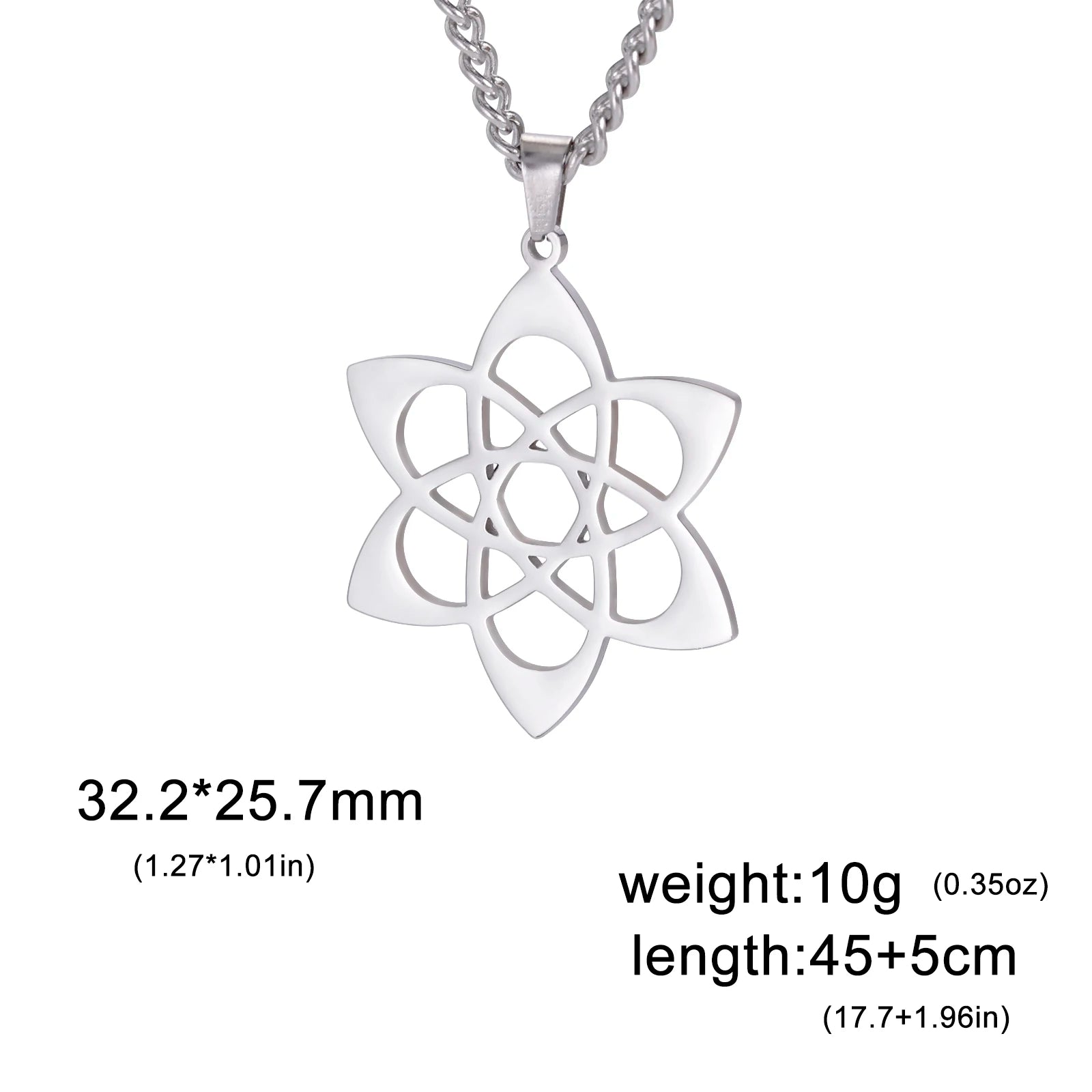 LIKGREAT Chakra Lotus Flower Star of David Hebrew Pendant Necklace Religious Amulet Stainless Steel Women Jewish Jewelry Gift