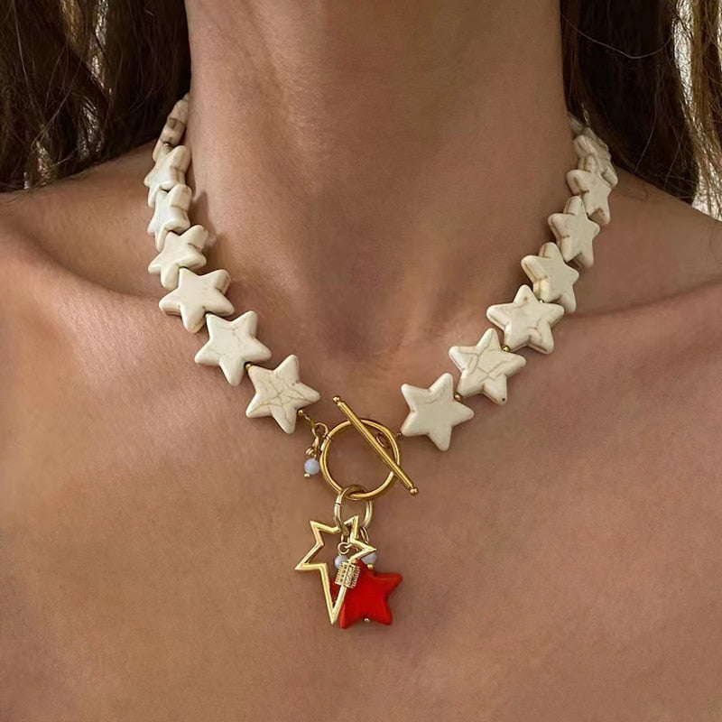 Summer Fashion Classic Irregular Green Shell Stone Short Necklace OT Button Copper Alloy Sea Shell Pendant Beach Choker Gift - Charlie Dolly