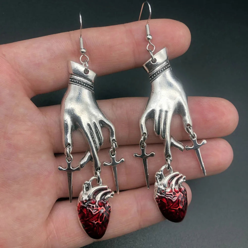 New retro water drop ruby earrings with fashionable and exaggerated Ear Studs, Halloween gift - Charlie Dolly