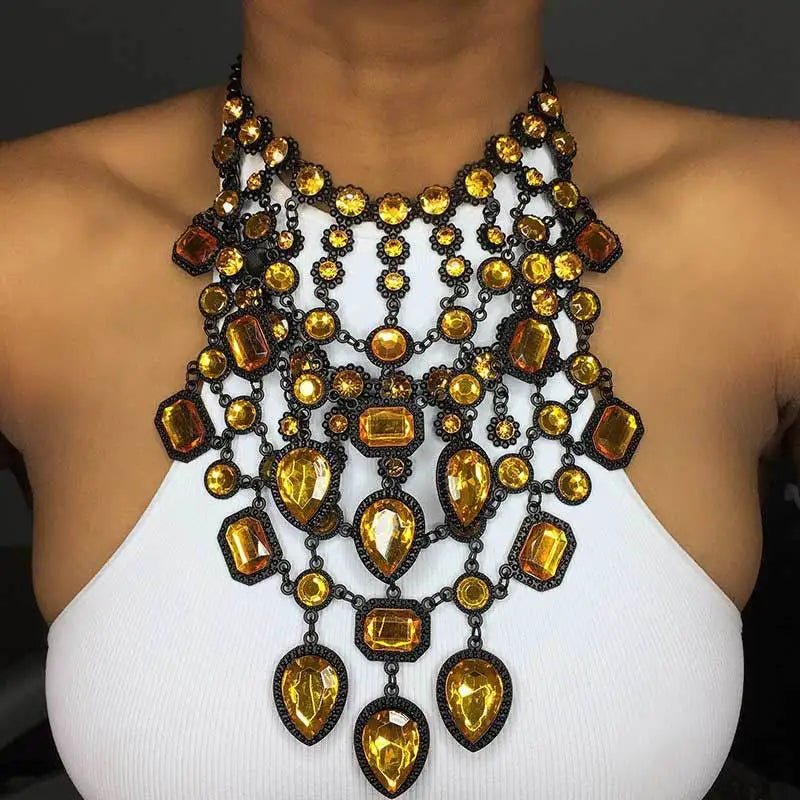 Crystal Water Drop Collar Necklace Earring Set Jewelry