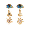 JUJIA Trendy Ethnic Love Heart Shape Evil Eye Drop Earrings For Women Vintage Statement Crystal Dangle Earring Jewelry Gift - Charlie Dolly