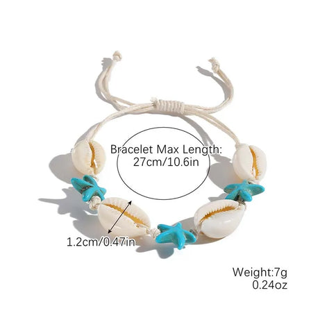 Blue Starfish and Sea Turtle Beaded Friendship Bracelet