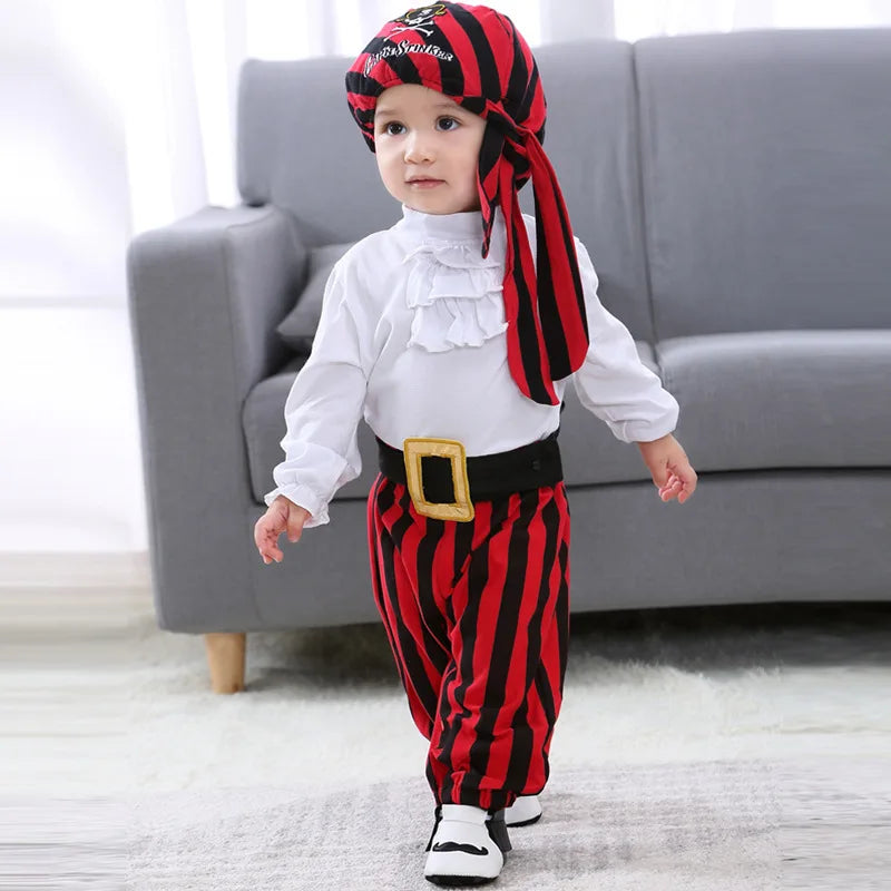 Cosplay Red Knight Pirate Captain Suit Kids Baby Jumpsuits Romper Halloween Costume Fancy Dress party Anime Stage Show Props - Charlie Dolly