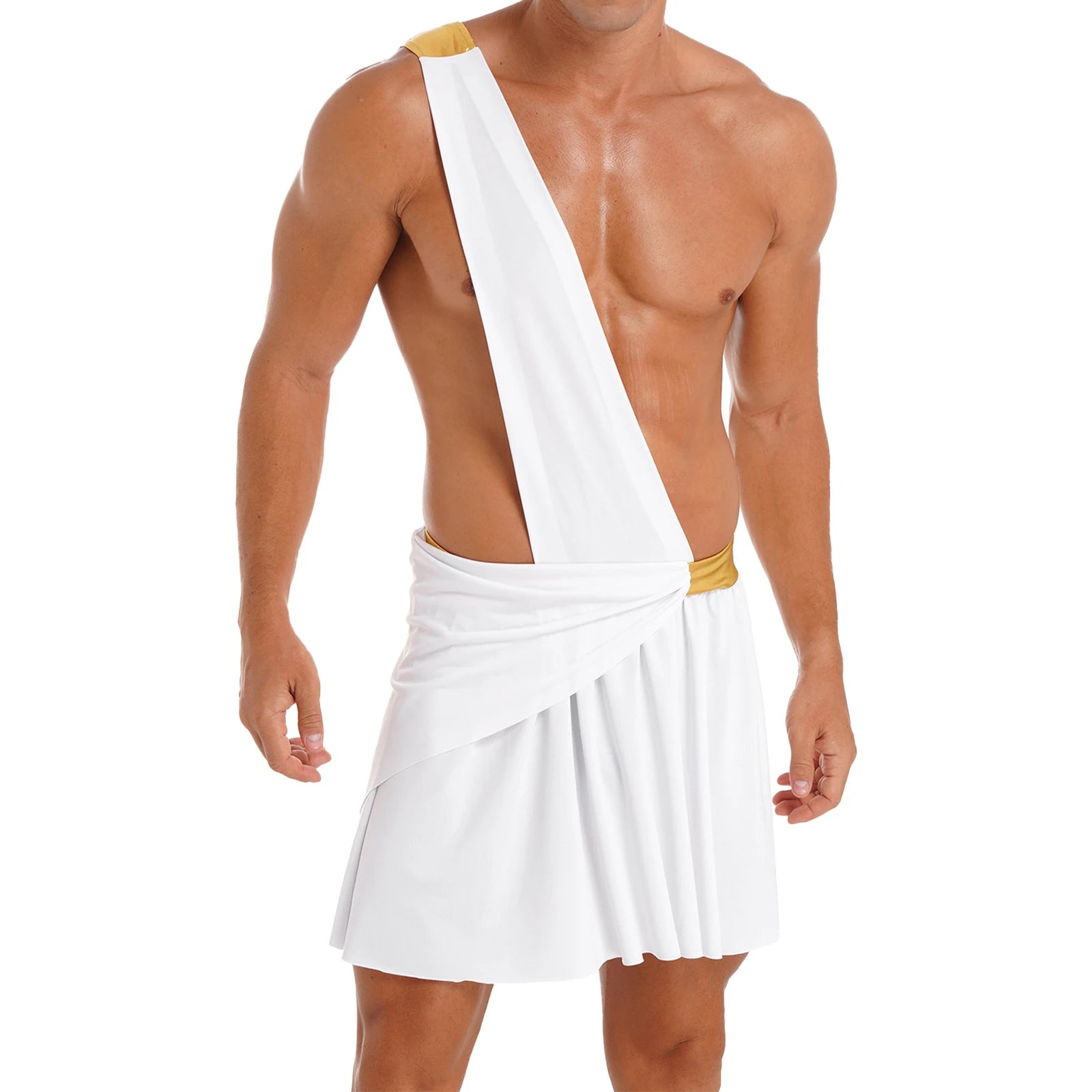 Men's  Ancient Greek God Halloween Party Costume Cosplay One Shoulder Strap Skirts Knight Warrior Theatrical Performance Outfit - Charlie Dolly