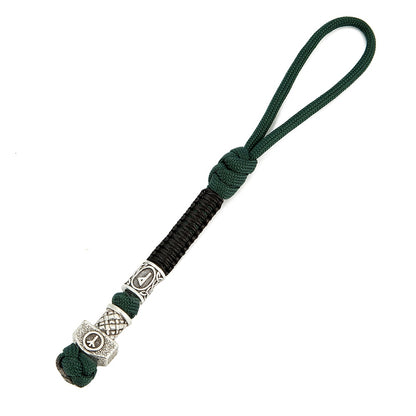 Norse Runes Beads Survival Rope Keychain Men&#39;s Lanyard Thor&#39;s Hammer Knife Pendant Keyring Car Key Accessories Handmade Jewelry