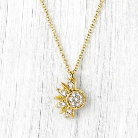 Sun & Moon Couple Necklace, Matching Celestial Pendant for Partners