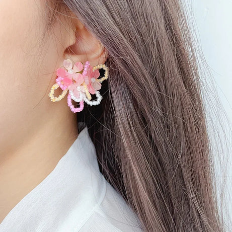 Floral Tassel Long Statement Earrings Jewelry