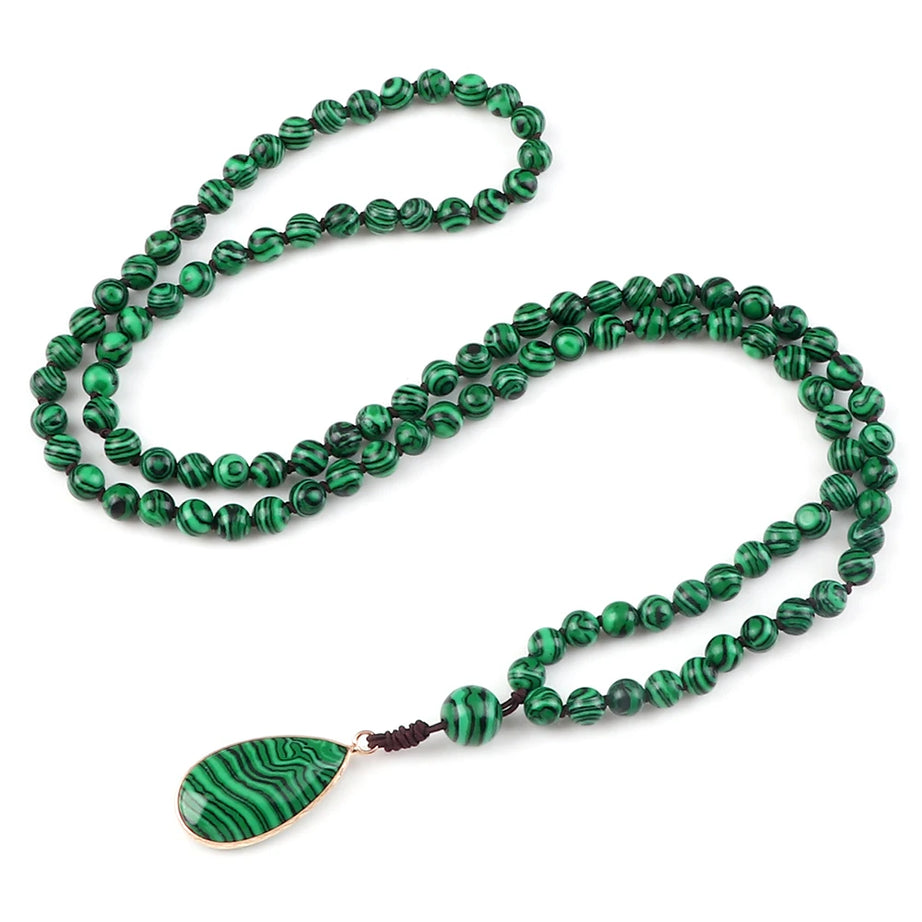 Tiger Eye Onyx Prayer Mala Necklace Jewelry