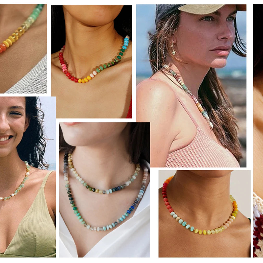 Rainbow Gemstone Beaded Choker Necklace