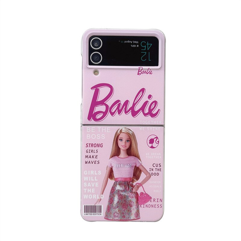 Barbie Kawaii Cute Protective Case Samsunggalaxy Zflip4 Folding Screen Mobile Phone Case Fold3 Transparent Smartphone Shell