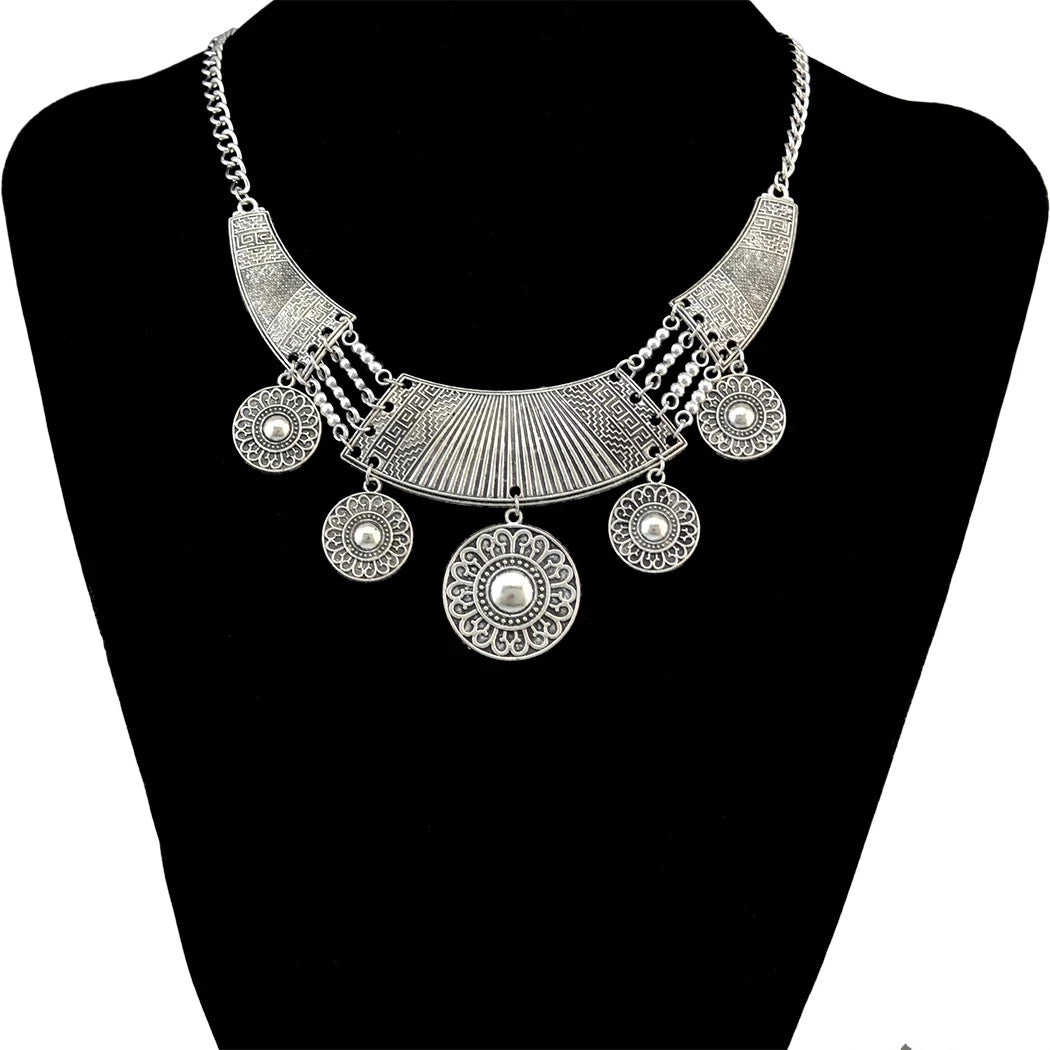 Turkish Coin Stone Tassel Bib Choker Necklace Jewelry