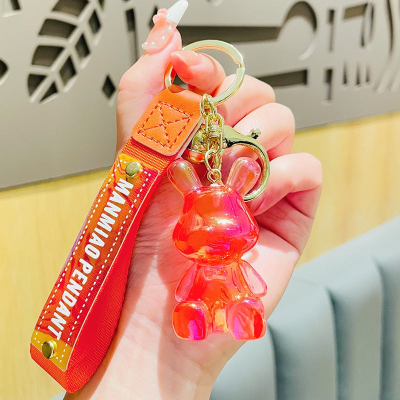 Cute Crystal Keychain Charm Tie The Bear Pendant For Women Bag Car KeyRing Mobile Phone Fine Jewelry Accessories Kids Girl Gift - Charlie Dolly