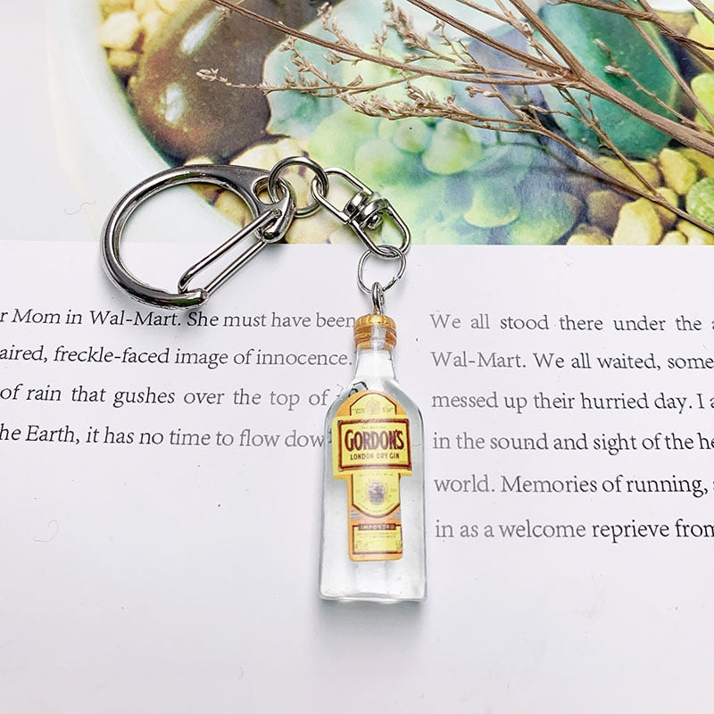 Wine Bottle Keychain Resin Simulation Mini Beer Cocktail Men Women Boyfriend Key Chain Alcohol Lovers Father's Day Gift - Charlie Dolly