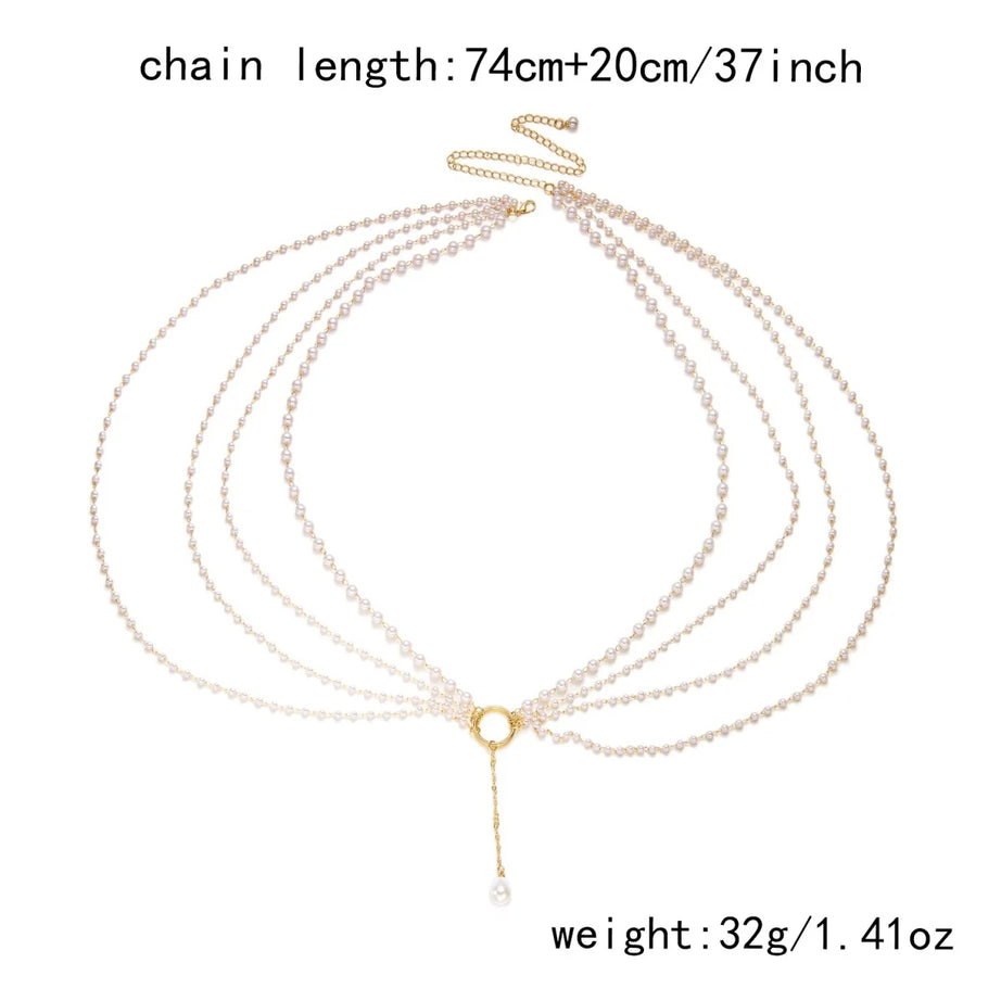 Baroque Imitation Pearl Multilayer Boho Choker and Body Chain