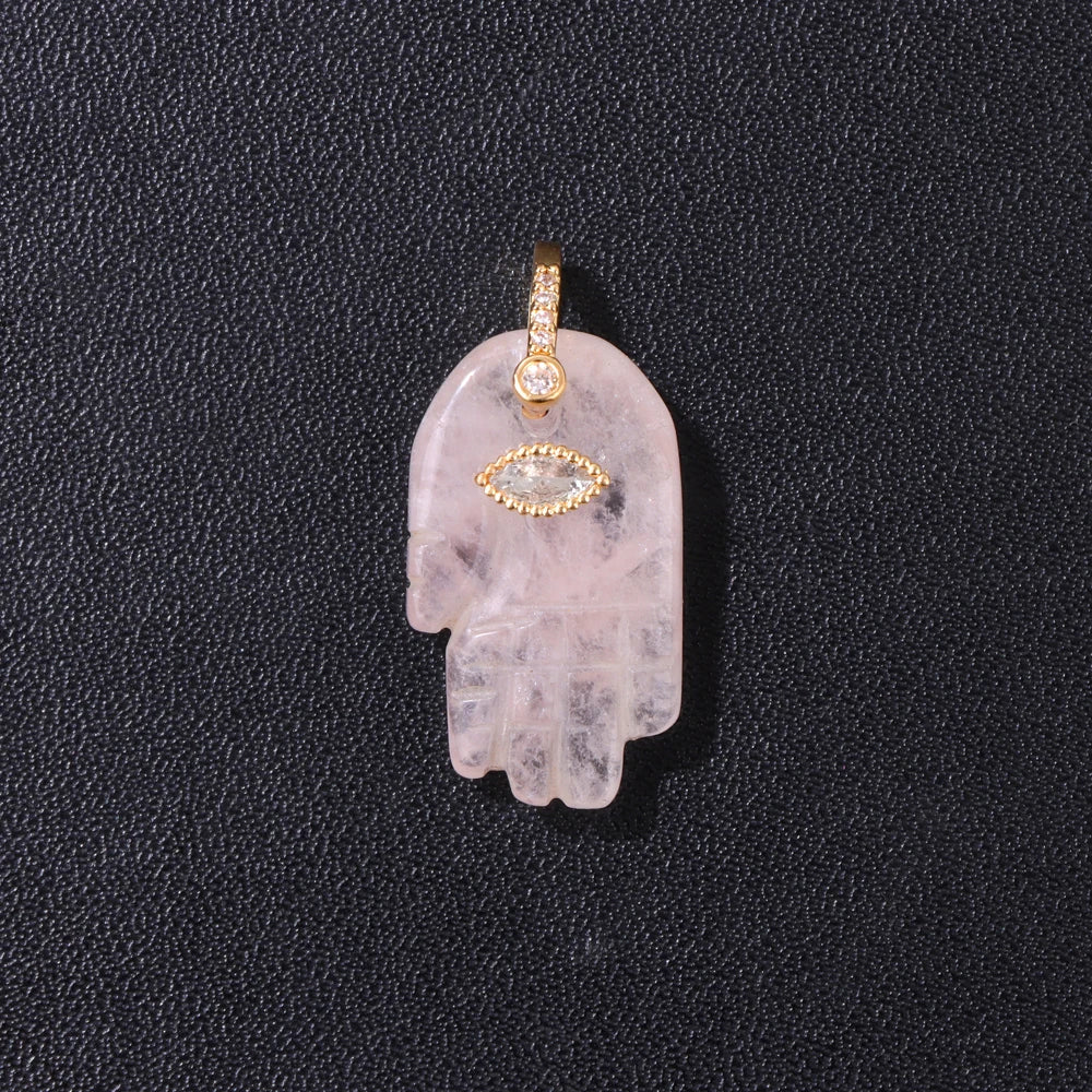 Lucky Natural Stone Fatima Hand Charms 1Pc Blue Lapis Lazuli Evil Eye Hand Pendant For Jewelry Making Earrings DIY Necklace