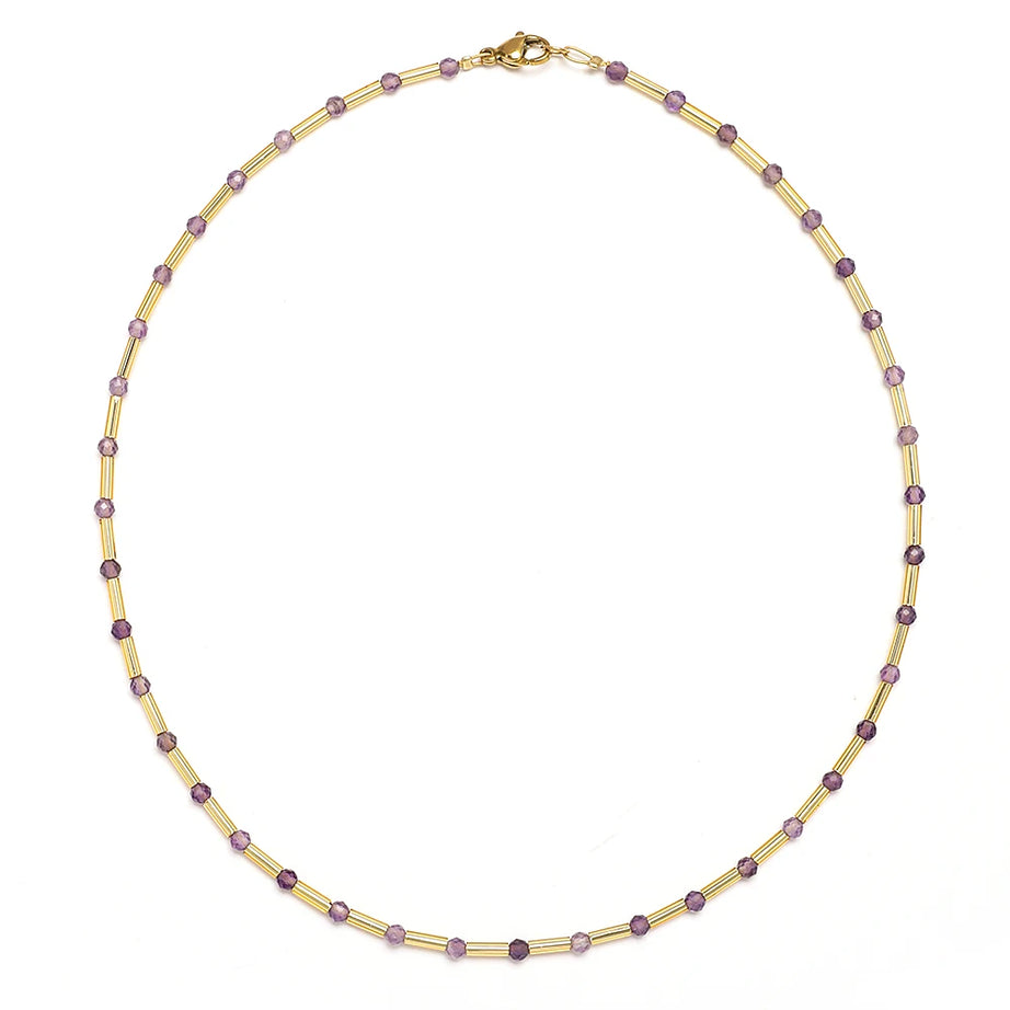 ZMZY Fashion Boho Necklace Women Jewelry Natural Stone Choker Healing Tiny Beads Clavicle Chain Crystal Agates Necklace - Charlie Dolly