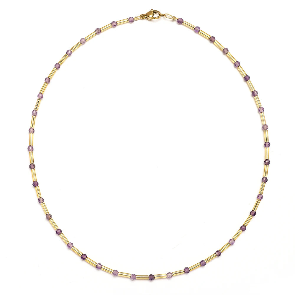 ZMZY Fashion Boho Necklace Women Jewelry Natural Stone Choker Healing Tiny Beads Clavicle Chain Crystal Agates Necklace