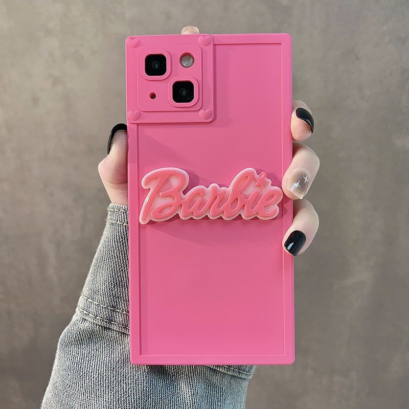 Barbie Rose Red Square Iphone13 14Plus Xr Xsmax Promax Phone Case Fashion Cute Kawaii Anti Fall Shockproof Soft Pendant Girls - Charlie Dolly