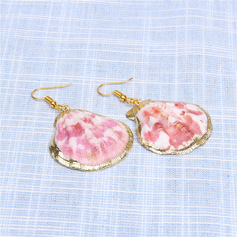 New In Natural Shell Sea Scallop Drop Earrings Boho Shell Drop Earrings for Women Femal Sea Beach Earrings Summer Jewelry Gifts
