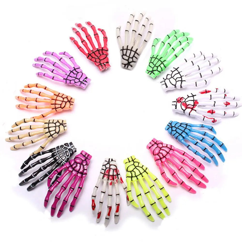 2 Pcs/Set New Skull Hand Bone Hairpin Gripper Ghost Skeleton Hair Clips Hairclips Bone Claw Hair Accessories Mujer Hairclip - Charlie Dolly
