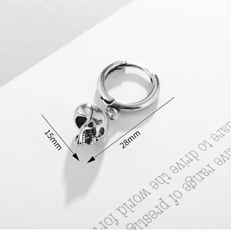 Silver-Plated Skull Earrings Gothic Ghost Head Hypoallergenic Earrings for Men and Women Punk Rock Trendy Halloween Jewelry - Charlie Dolly