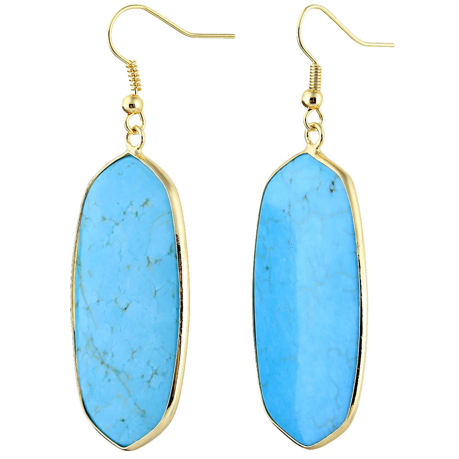 Crystal Oval Drop Stone Earrings For Women Natural Rose Quartz Labradorite Lapis Lazuli Stone Dangle Hook Girls Earring Jewelry - Charlie Dolly
