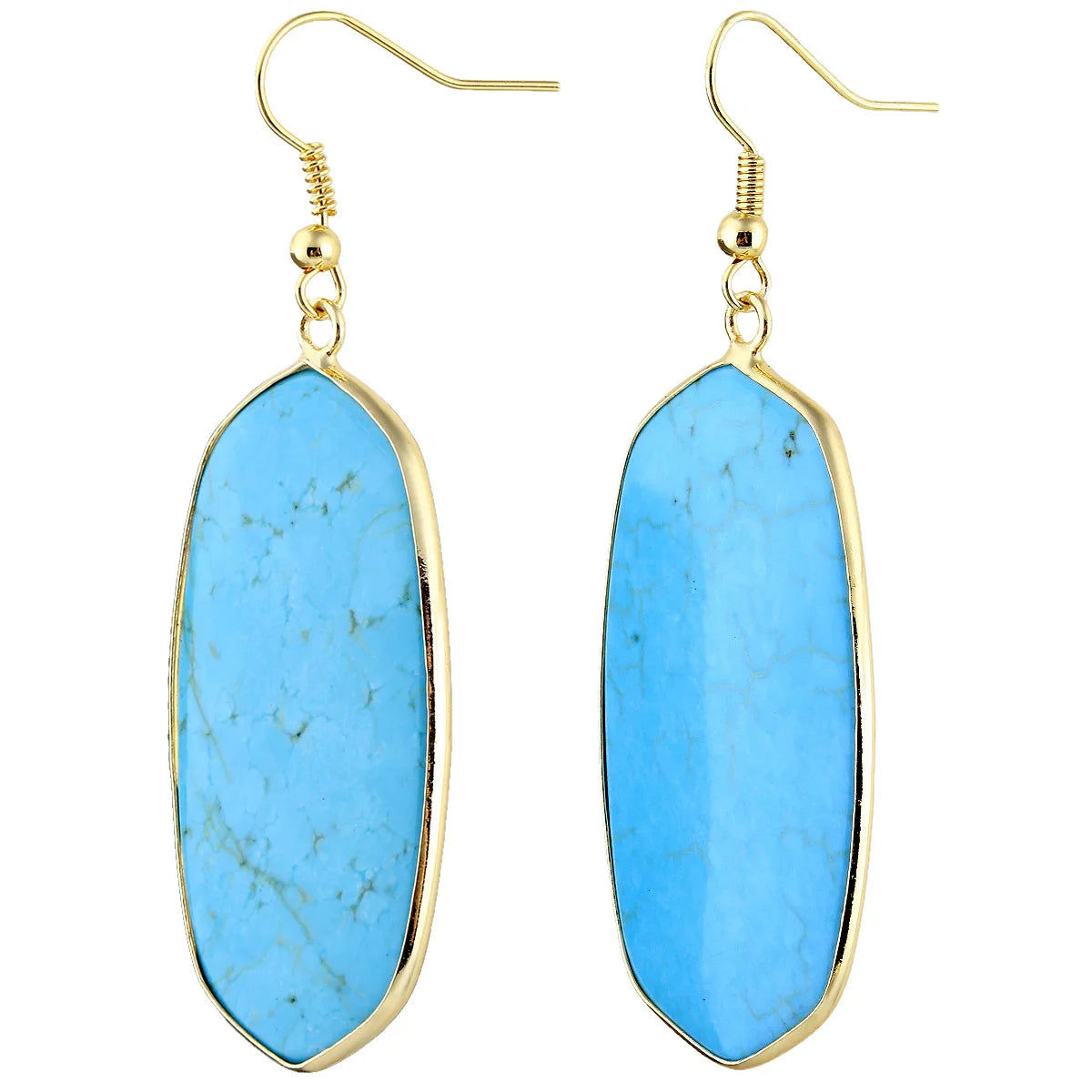 Crystal Oval Drop Stone Earrings For Women Natural Rose Quartz Labradorite Lapis Lazuli Stone Dangle Hook Girls Earring Jewelry