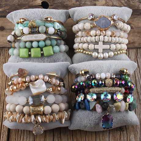 Fashion Boho Natural Stone Beaded Bracelet Jewelry Multi 6pc Stack Bracelet & Bangle Sets For Women Gift - Charlie Dolly