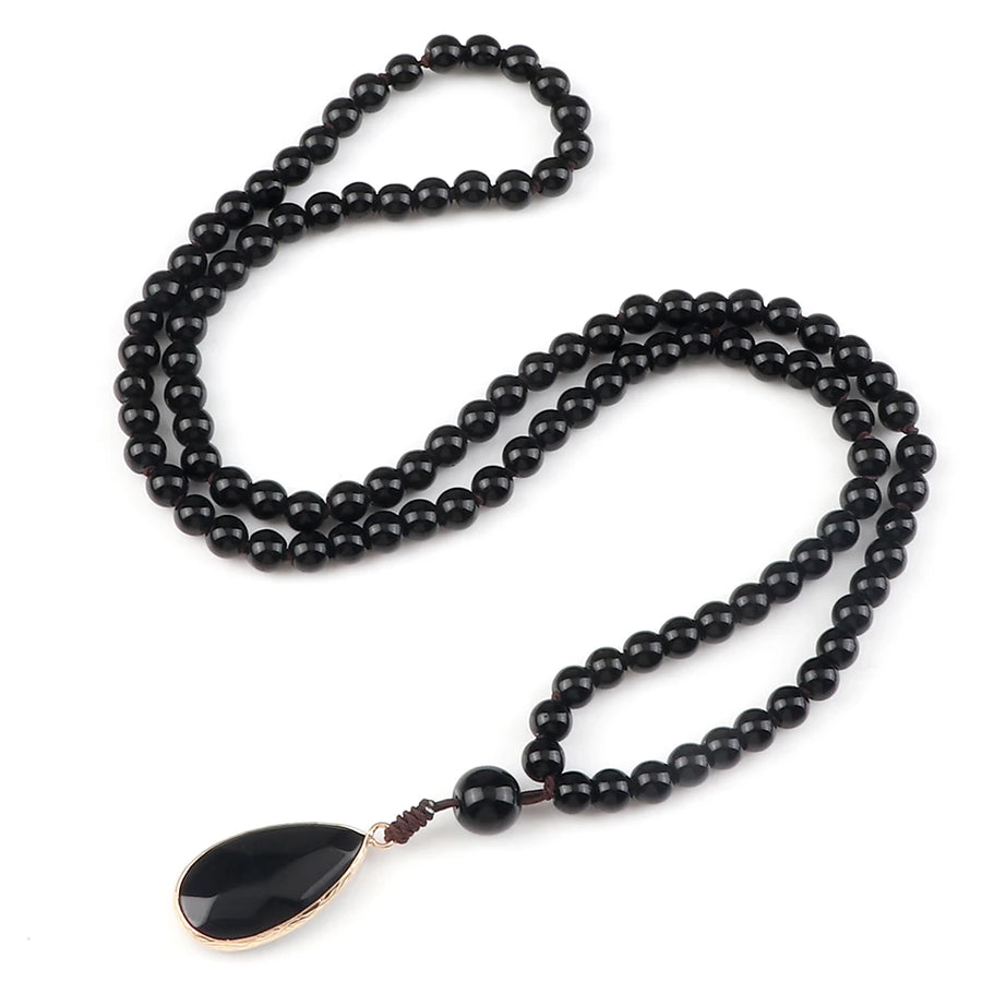 Tiger Eye Onyx Prayer Mala Necklace Jewelry