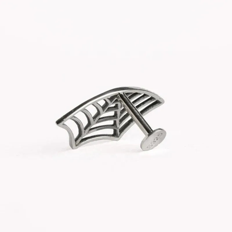 Gothic Spider Web Earring, Punk Tattoo Stud Earring for Halloween Witchy Silver Earring Jewelry Gifts - Charlie Dolly
