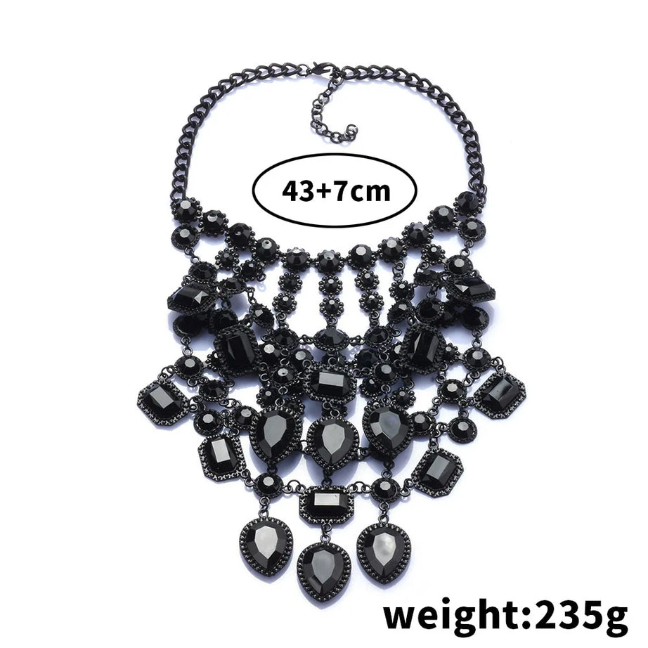 Crystal Water Drop Collar Necklace Earring Set Jewelry