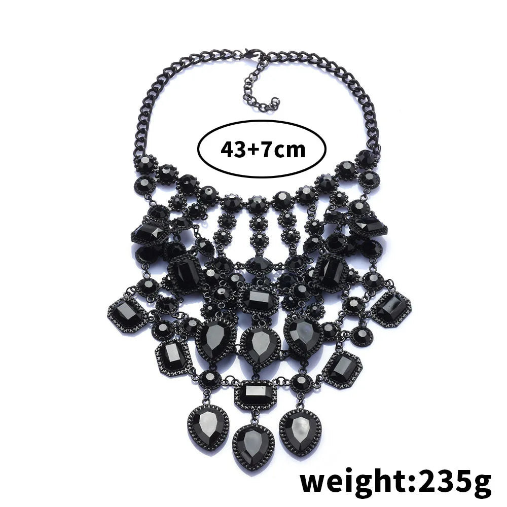Crystal Water Drop Collar Necklace Earring Set Jewelry
