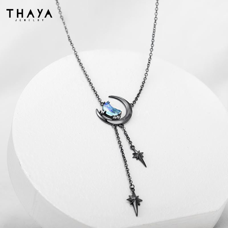 Thaya Stars And Moon Design Trendy Necklaces Original Design Vintage Women Necklace Fashion Necklace For Women Crystal Jewelry - Charlie Dolly