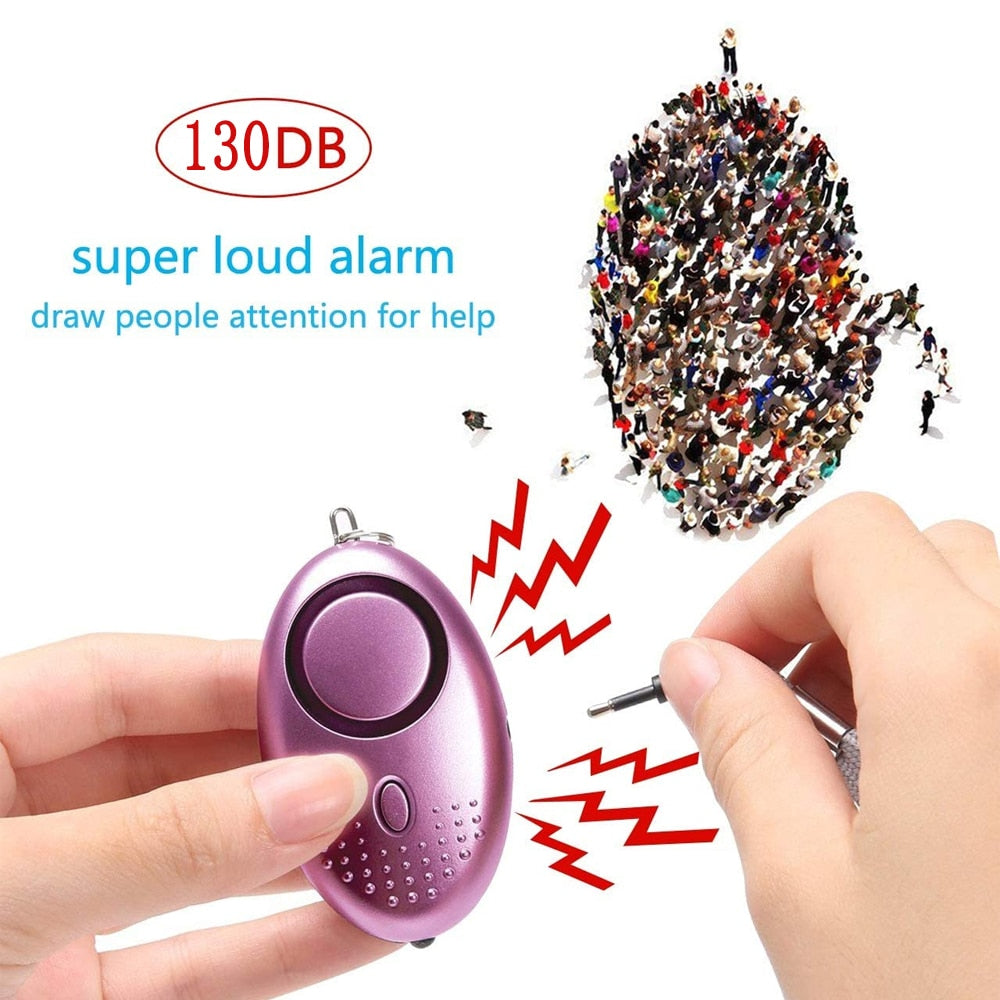 Portable Self Defense 130dB Anti Aggression Personal Security Alarm Keychain LED Lights Emergency Safety For Women - Charlie Dolly