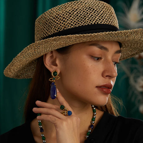 Vintage Sapphire Blue Lapis Lazuli Drop Earrings Statement Woman 2025  Luxury Designer Brands Charm Antique Jewelry Accessories - Charlie Dolly