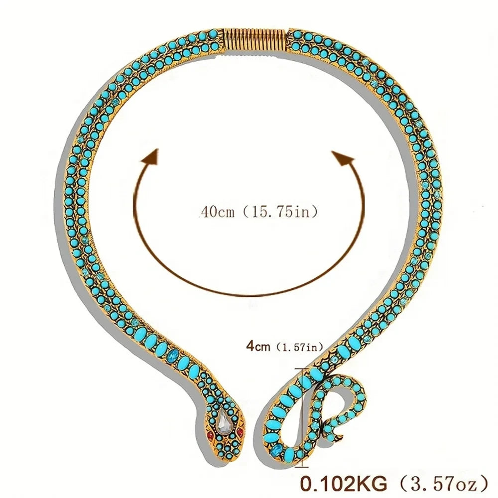 Dvacaman Blue Turquoise Snake Choker Necklace for Women Girls，Statement Animal Snake Necklace Halloween Costume Jewelry - Charlie Dolly
