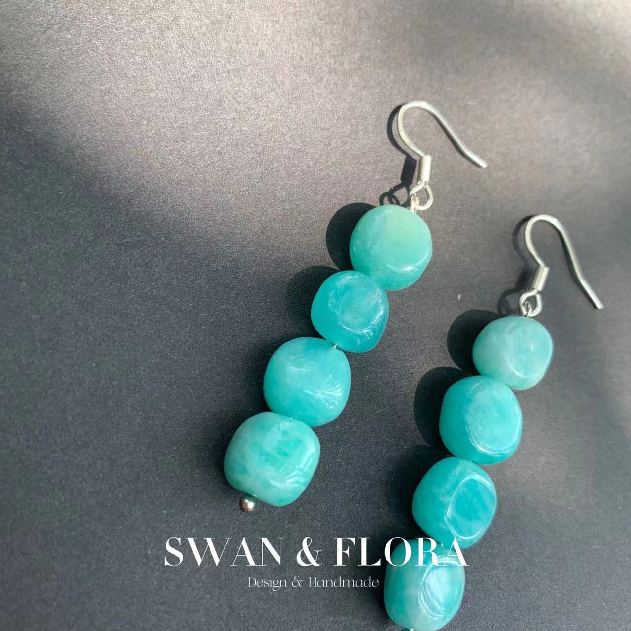 Natural Amazonite 925 Sterling Silver Hoop Earrings for women Jewelry Gift Chip Beads Jewelry Handmade Fine Jewelry Fashion - Charlie Dolly