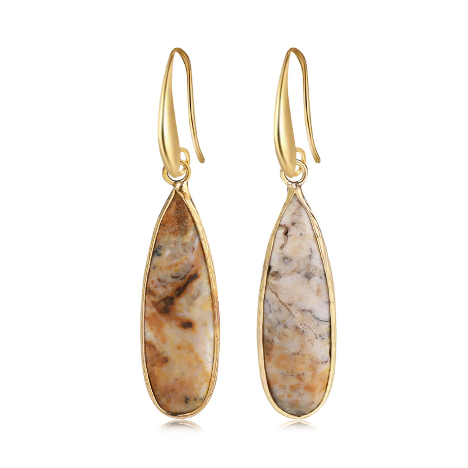 Rose Quartz Clear Quartz Teardrop Healing Earrings Jewelry