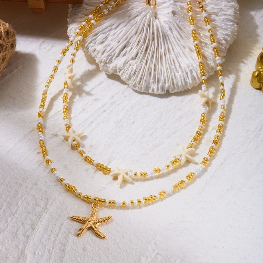 Turtle, Starfish and Shell Fishtail Boho Choker
