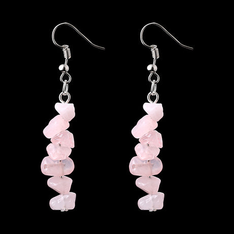 Chip Natural Stone Crystal Earrings Raw Gemstone Amethyst Lapis Lazuli Tiger's Eye Rose Quartz Chakra Earring - Charlie Dolly