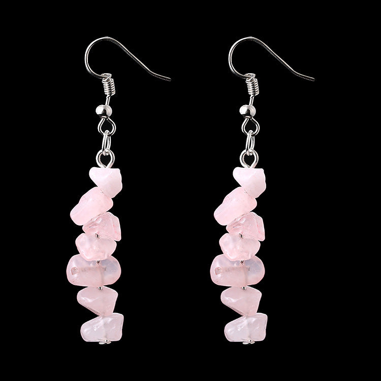 Chip Natural Stone Crystal Earrings Raw Gemstone Amethyst Lapis Lazuli Tiger's Eye Rose Quartz Chakra Earring