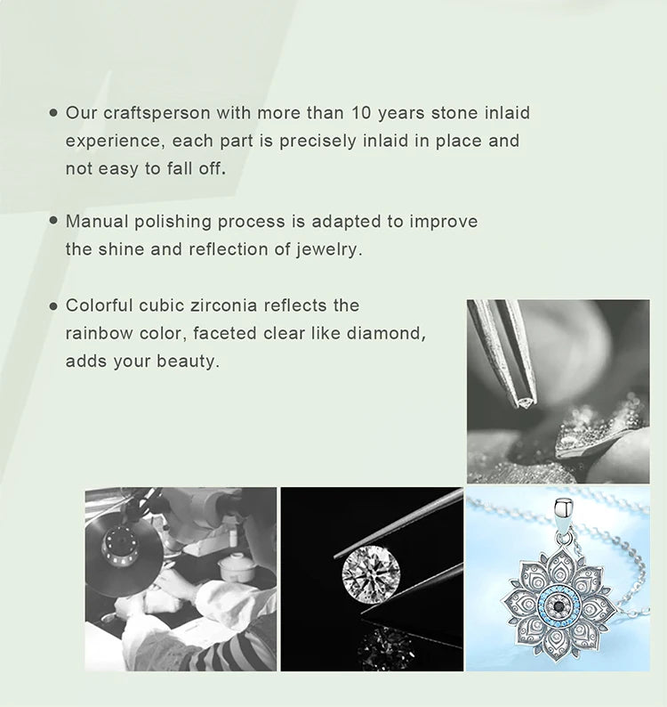 Eudora 925 Sterling Silver Lotus Evil Eye Necklace for Women Man Vintage Evil Eye Lotus Flower Pendant Personality Jewelry Gift