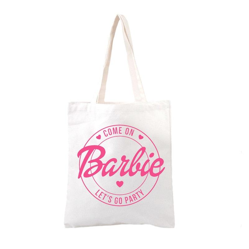 New Kawaii Barbie Canvas Bag Anime Y2K Fashion Casual Large Capacity Shoulder Bags Anime All-Match Shopping Tote Pouch Gifts Toy - Charlie Dolly